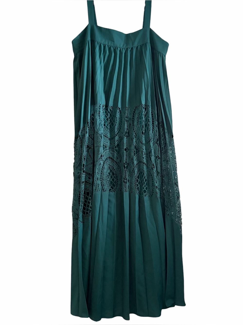 Anthropologie x Geisha Designs Pleated Lace Maxi Dress